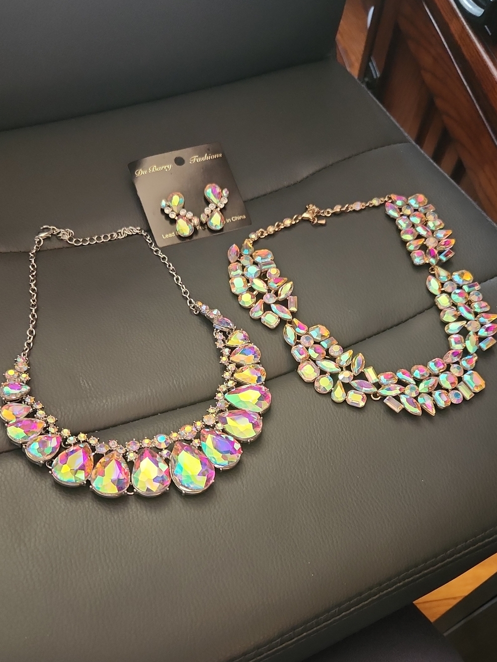 Iridescent Teardrop Statement Necklace's And Earring Set
